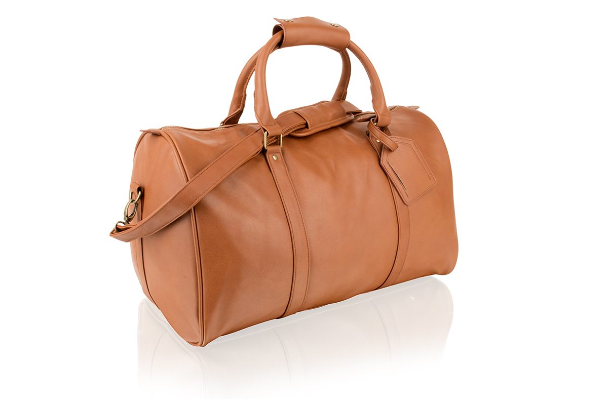 tan duffle bag